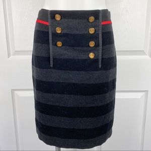 Per Se Striped Wool Button Sailor Pencil Skirt 6